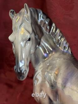 Mid Century Lusterware Ceramic Horse Mare & Foal Figurine VTG STUNNING Large
