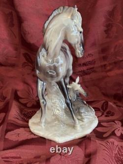 Mid Century Lusterware Ceramic Horse Mare & Foal Figurine VTG STUNNING Large