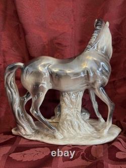 Mid Century Lusterware Ceramic Horse Mare & Foal Figurine VTG STUNNING Large