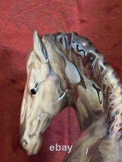 Mid Century Lusterware Ceramic Horse Mare & Foal Figurine VTG STUNNING Large
