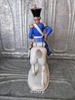 Mid-Century Sitzendorf Porcelain Cavalry Figurine, Light Dragoons 1812