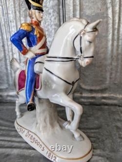 Mid-Century Sitzendorf Porcelain Cavalry Figurine, Light Dragoons 1812