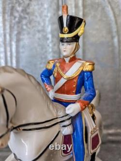 Mid-Century Sitzendorf Porcelain Cavalry Figurine, Light Dragoons 1812