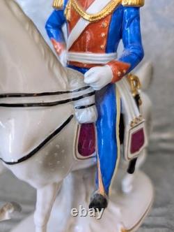 Mid-Century Sitzendorf Porcelain Cavalry Figurine, Light Dragoons 1812