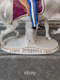 Mid-Century Sitzendorf Porcelain Cavalry Figurine, Light Dragoons 1812