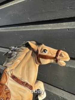Mid Century Vintage Ceramic Riding Horse With Saddle Equestrian Japan With Damage