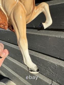 Mid Century Vintage Ceramic Riding Horse With Saddle Equestrian Japan With Damage