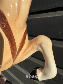 Mid Century Vintage Ceramic Riding Horse With Saddle Equestrian Japan With Damage