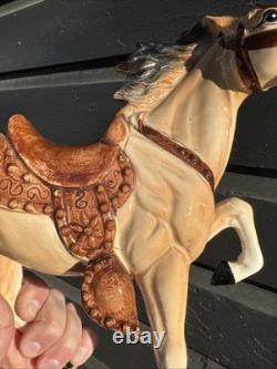 Mid Century Vintage Ceramic Riding Horse With Saddle Equestrian Japan With Damage