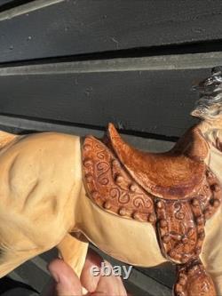 Mid Century Vintage Ceramic Riding Horse With Saddle Equestrian Japan With Damage
