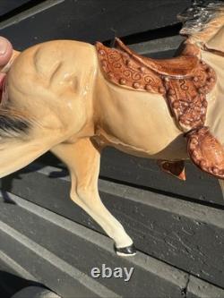 Mid Century Vintage Ceramic Riding Horse With Saddle Equestrian Japan With Damage