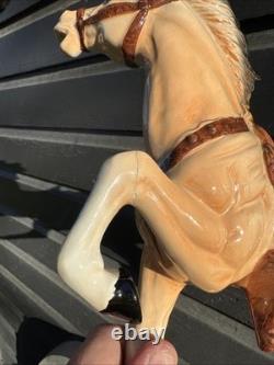 Mid Century Vintage Ceramic Riding Horse With Saddle Equestrian Japan With Damage