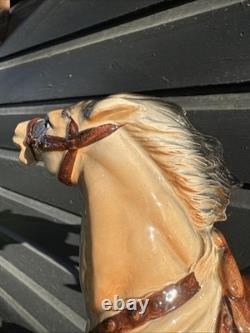 Mid Century Vintage Ceramic Riding Horse With Saddle Equestrian Japan With Damage