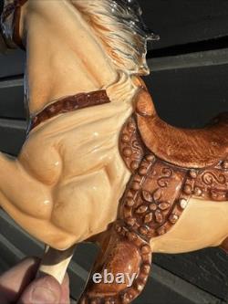 Mid Century Vintage Ceramic Riding Horse With Saddle Equestrian Japan With Damage