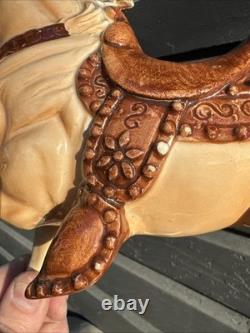 Mid Century Vintage Ceramic Riding Horse With Saddle Equestrian Japan With Damage