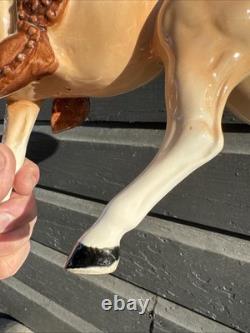 Mid Century Vintage Ceramic Riding Horse With Saddle Equestrian Japan With Damage