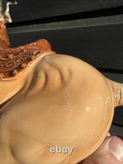 Mid Century Vintage Ceramic Riding Horse With Saddle Equestrian Japan With Damage