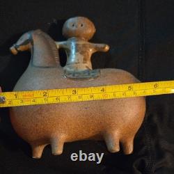 Mid Century boy On Horse Figurine Brown. Black Greybluish 6 inH 6 W