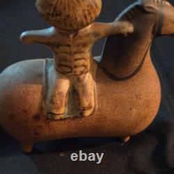 Mid Century boy On Horse Figurine Brown. Black Greybluish 6 inH 6 W