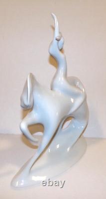 Modernist Lady Godiva Royal Dux White Porcelain Nude Woman on Horse 685 MCM