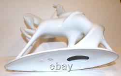 Modernist Lady Godiva Royal Dux White Porcelain Nude Woman on Horse 685 MCM