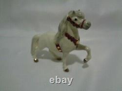 Monrovia Hagen Renaker White Circus Pony Horse w Red Trim Orig Label