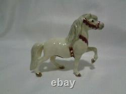 Monrovia Hagen Renaker White Circus Pony Horse w Red Trim Orig Label