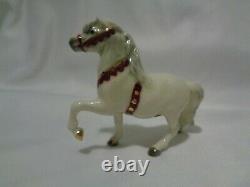 Monrovia Hagen Renaker White Circus Pony Horse w Red Trim Orig Label