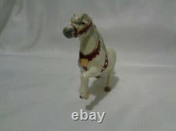 Monrovia Hagen Renaker White Circus Pony Horse w Red Trim Orig Label