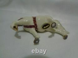 Monrovia Hagen Renaker White Circus Pony Horse w Red Trim Orig Label