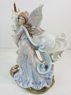 Mystical Unicorn with Fairy Porcelain Figurine Statue Lovely Detail Well Made
