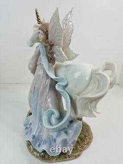 Mystical Unicorn with Fairy Porcelain Figurine Statue Lovely Detail Well Made