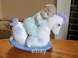 NAO Lladro Spain ROCK ME TO SLEEP 1476 Baby Boy On a Rocking Horse Figurine 2003