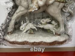 NOS. Fitz & Floyd Damask Holiday Santa on Horse Extra-Large Figurine 16 1/2'