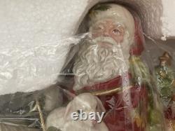 NOS. Fitz & Floyd Damask Holiday Santa on Horse Extra-Large Figurine 16 1/2'