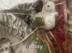 NOS. Fitz & Floyd Damask Holiday Santa on Horse Extra-Large Figurine 16 1/2'