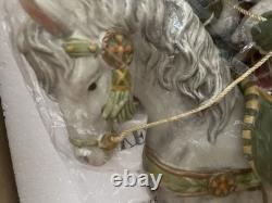 NOS. Fitz & Floyd Damask Holiday Santa on Horse Extra-Large Figurine 16 1/2'