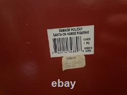 NOS. Fitz & Floyd Damask Holiday Santa on Horse Extra-Large Figurine 16 1/2'