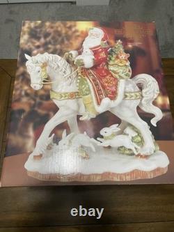 NOS. Fitz & Floyd Damask Holiday Santa on Horse Extra-Large Figurine 16 1/2'