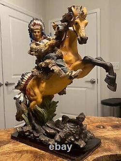 Native American Indian Chief on Horse Vintage Figurine G I A N T 15