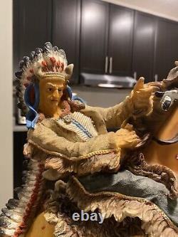 Native American Indian Chief on Horse Vintage Figurine G I A N T 15