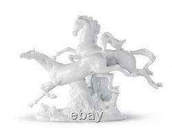 New Lladro Horses Galloping #8682 Brand Nib White Deco Large Save$$ F/sh