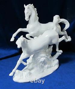 New Lladro Horses Galloping #8682 Brand Nib White Deco Large Save$$ F/sh