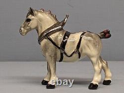 Nice Old Monrovia Hagen Renaker White Draft Horse in Harness