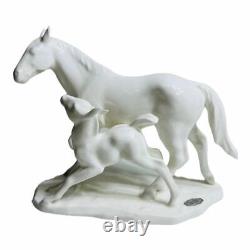 Noritake Toki Kaisha Horse White Glossy Porcelain Mare & Foal Figurine