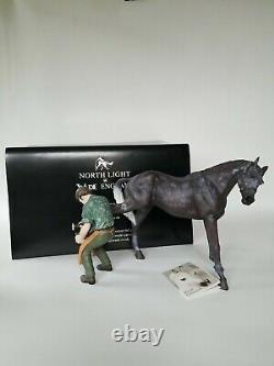 North Light Farrier and Dark Grey Horse Figurine Statue Wade England Porcelain