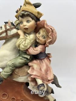 Nwt Giuseppe Armani Figurine Boy And Girl On Rocking Horse 12 X 9 X 5