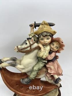 Nwt Giuseppe Armani Figurine Boy And Girl On Rocking Horse 12 X 9 X 5