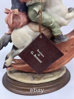 Nwt Giuseppe Armani Figurine Boy And Girl On Rocking Horse 12 X 9 X 5