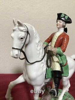 Nymphenburg Equestrian Rider White Horse Horseman #278 Porcelain